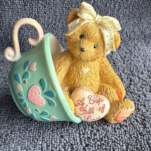 Teddy Bear with Teacup Figurine